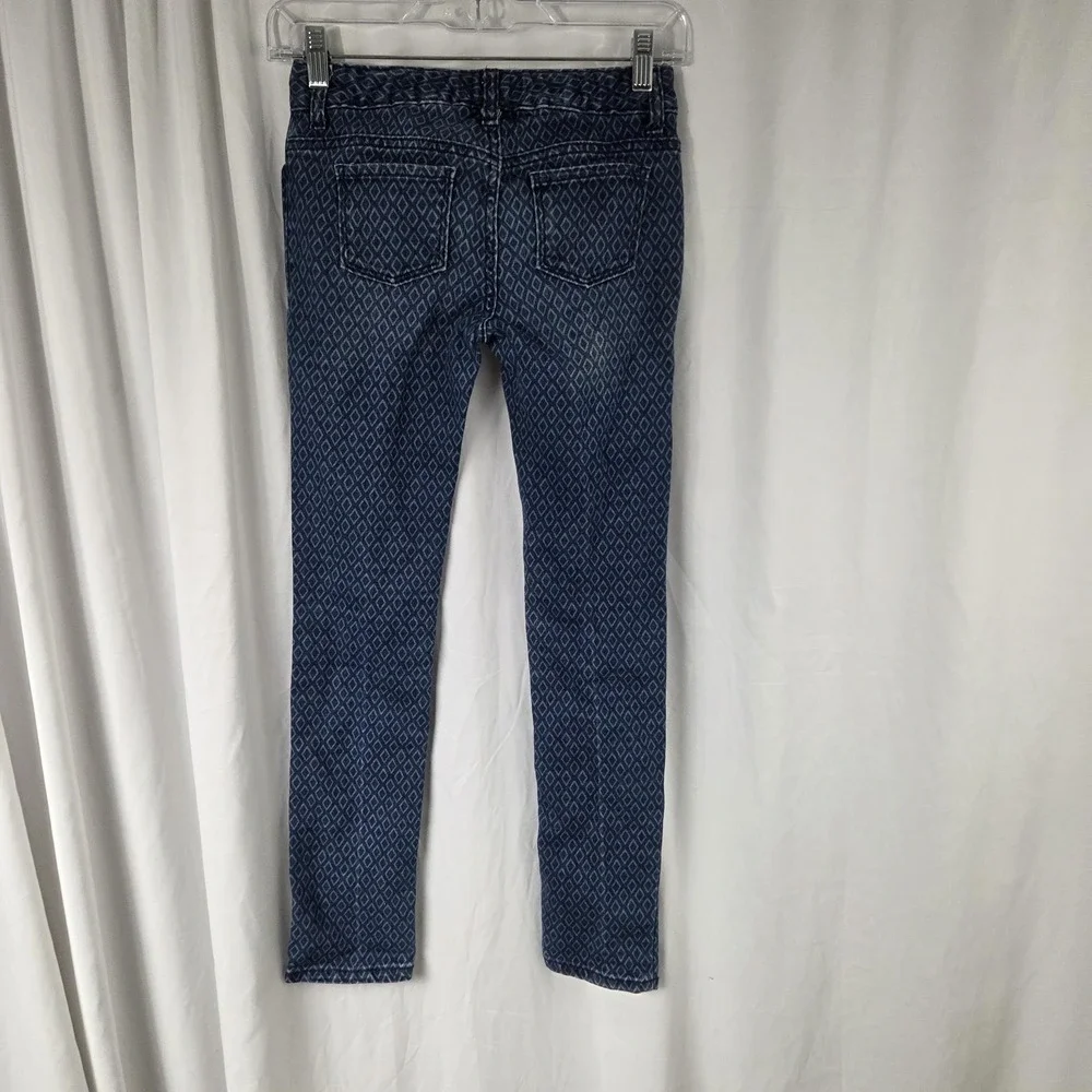 Old Navy Jeans Girls 10 Blue Super Skinny Stretch Geometric Print Denim